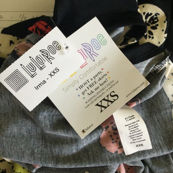 LuLaRoe Irma Black w/Motorcycle Print, NWT, XXS - Picture 6 of 6